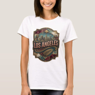 Camiseta Motivo Artístico de Ouro Moderno de LOS ANGELES