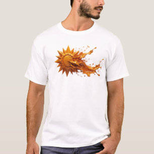 Camiseta Motivo Artístico do Sol Abstrato Ousado