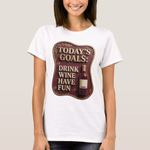 Camiseta Motivo Artístico Dourado Elegante BEBER VINHO DIVE
