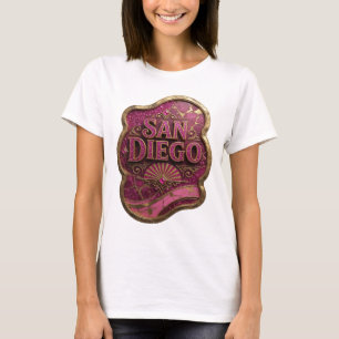 Camiseta Motivo Artístico Dourado Elegante SAN DIEGO