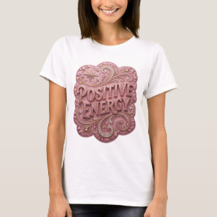 Camiseta Motivo Artístico Energia Positiva Dourado Nítido