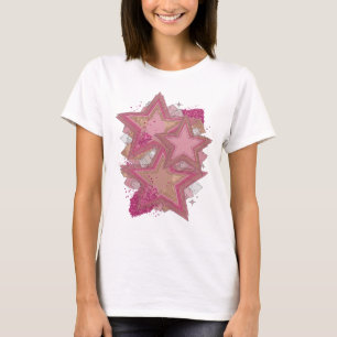 Camiseta Motivo Artístico Estrelas e Cristais Rosa PINK Res
