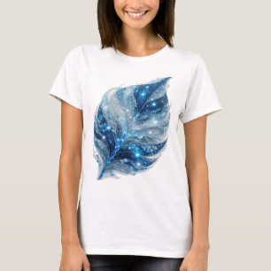 Camiseta Motivo Artístico FOLHA DE GELA AZUL Prata Fresca