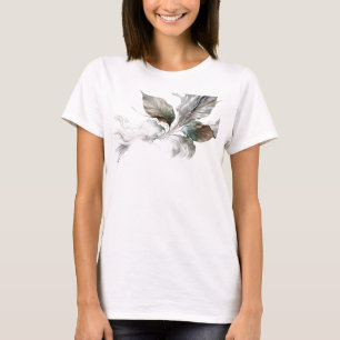 Camiseta Motivo Artístico Folhas Abstratas a Ouro