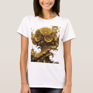 Camiseta Motivo Artístico GIRASSÓIS DOURADOS Prata Edgy