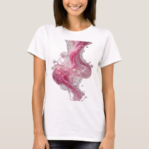 Camiseta Motivo Artístico GLAMOUROSO Líquido Prateado com E