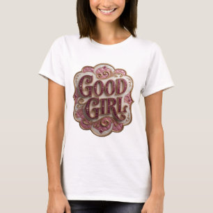 Camiseta Motivo Artístico GOOD GIRL Dourado Divertido