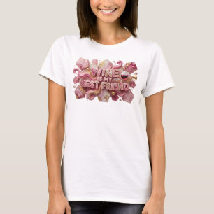 Camiseta Motivo Artístico Ícone Rosa O VINHO É MEU MELHOR A