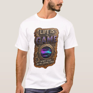 Camiseta Motivo Artístico LIFE IS A GAME Ouro Moderno