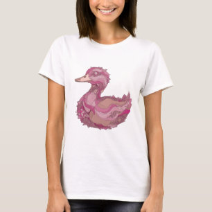 Camiseta Motivo Artístico Pato Rosa Prata Chic