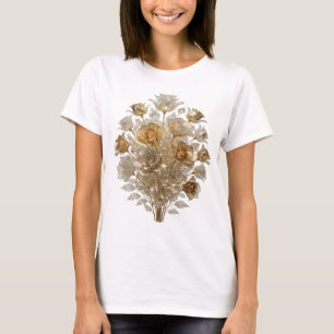 Camiseta Motivo Artístico ROSAS DORADAS Prata Resfriada