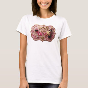 Camiseta Motivo Artístico VINO E JANTAR em Ouro Marcante