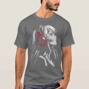 Camiseta Motivo de Anime Manga Fones de Ouvido Arte Anime r