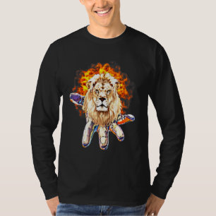 Camiseta Motivo de Cabeça de Leão África Grande Felino Juba