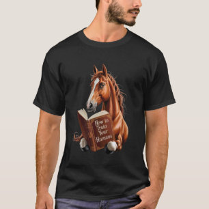 Camiseta Motivo de cavalo engraçado com livro como treinar