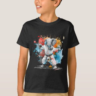 Camiseta Motivo de Elefante de Karate Taekwondo Kickboxing