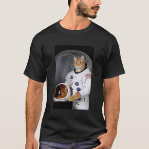 Camiseta Motivo de gato engraçado. Gato astronauta na Galáx