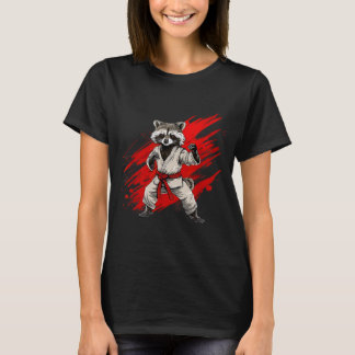 Camiseta Motivo de Guaxinim de Caratê Taekwondo Jiu-Jitsu M