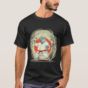 Camiseta Motivo de Hipopótamo de Caratê Taekwondo Jiu-Jitsu