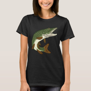 Camiseta Motivo de pesca de peixes predadores lúcio para pe