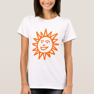 Camiseta Motivo desenhado mão de Sun - laranja