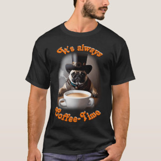 Camiseta Motivo engraçado de amante de café e pug. O café s