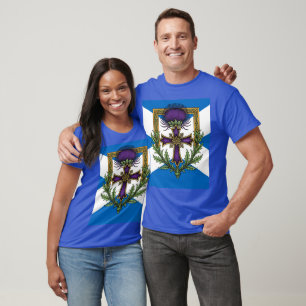 Camiseta Motivo Escocês Cruz e Tília Coroada Saltire