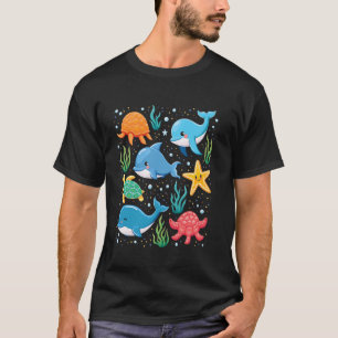 Camiseta Motivo marinho, golfinhos, tartarugas