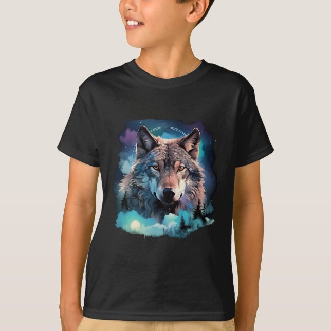 Camiseta Motivos De Caça Ao Lobo Da cinza1 (Frente)