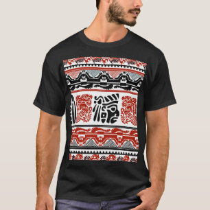 Camiseta Motivos indianos, vermelho-preto, padrão perfeito.