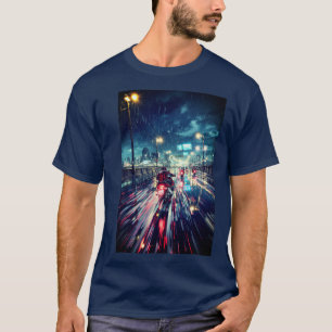 Camiseta Moto Cyberpunk Rainy City