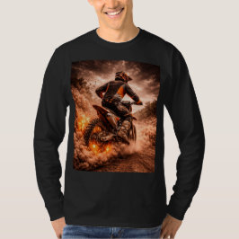 Camiseta Moto de Cross de Terra em Chamas