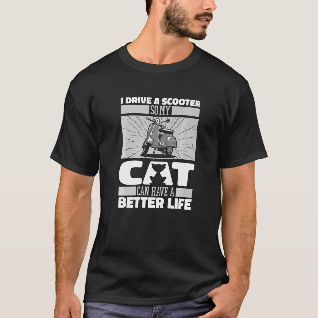 Camiseta Moto De Gato Moped - Patinete Bike Premium (Frente)