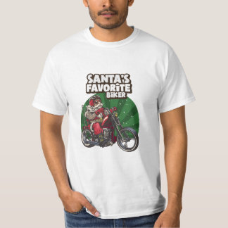 Camiseta Moto de Natal de Biker favorito dos papais noeis