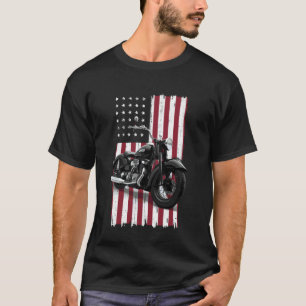 Camiseta Moto Patriótica Vintage - Bicicleta Retro Bandeira