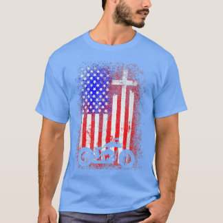 Camiseta Motocicleta 4 de julho Bandeira Americana Christia