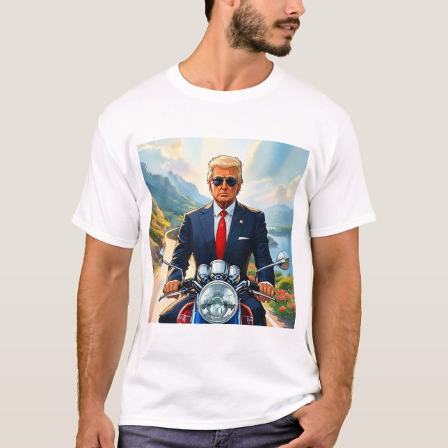 Camiseta Motocicleta ambulante em belas montanhas nos EUA (Frente)