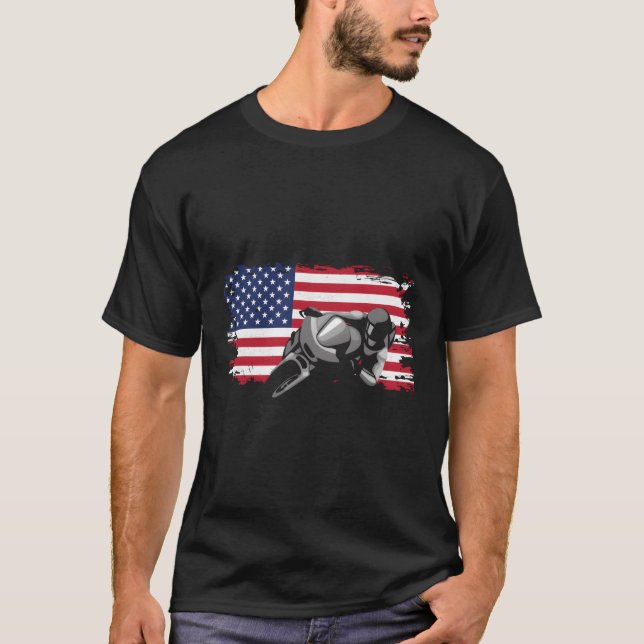 Camiseta Motocicleta American Flag (Frente)