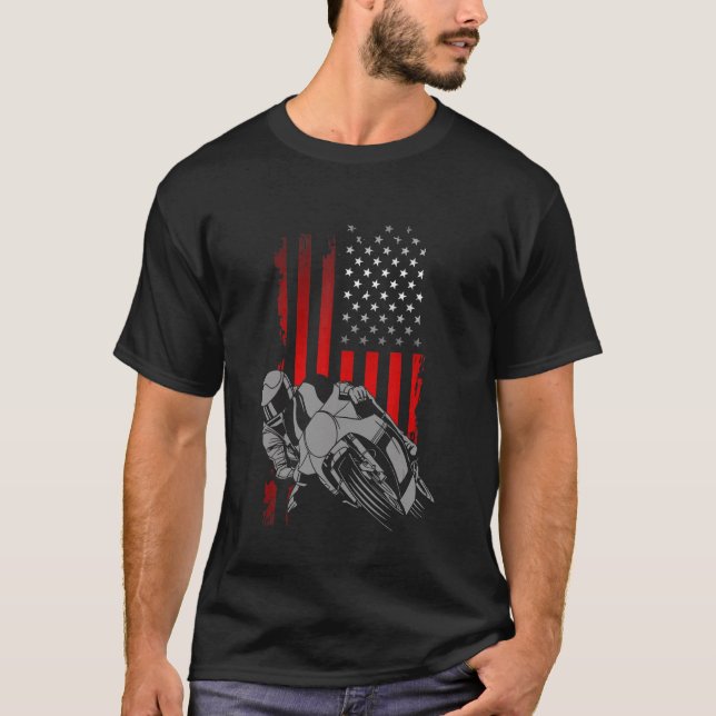 Camiseta Motocicleta American Flag (Frente)