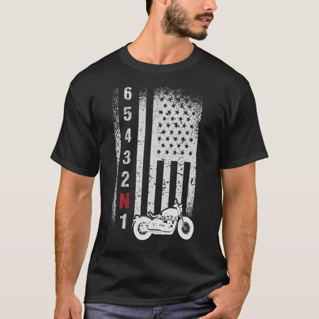 Camiseta Motocicleta American Flag (Frente)