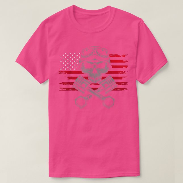 Camiseta Motocicleta American Flag Biker (Frente do Design)