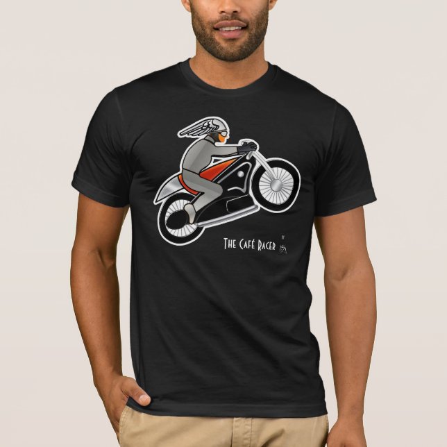 Camiseta Motocicleta Art Deco com cavaleiro de capacete com (Frente)