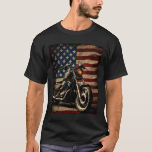 Camiseta Motocicleta Bandeira EUA Biker Retro