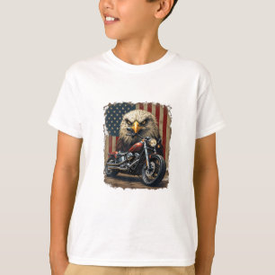 Camiseta Motocicleta Bandeira EUA Retro Chopper Motociclist