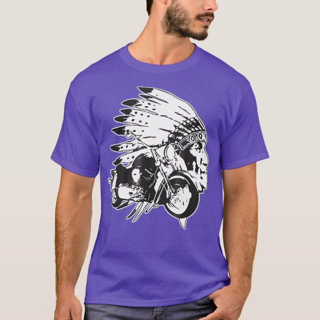 Camiseta Motocicleta Biker Nativo Americano Biker (Frente)