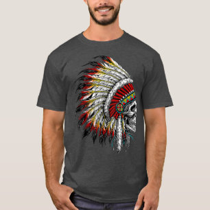 Camiseta Motocicleta Chefe do Crânio Indiano Nativo