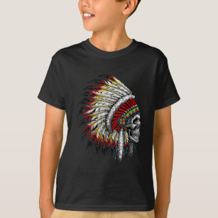 Camiseta Motocicleta Chefe do Crânio Indiano Nativo