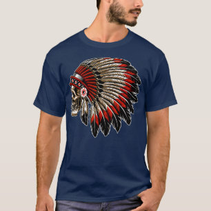 Camiseta Motocicleta Chefe do Crânio Indiano Nativo