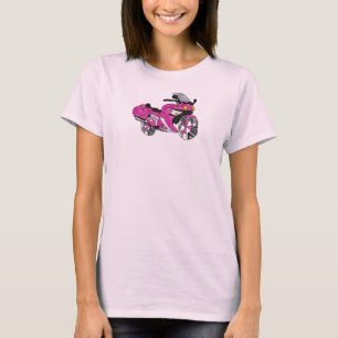 Camiseta Motocicleta cor-de-rosa no vitral