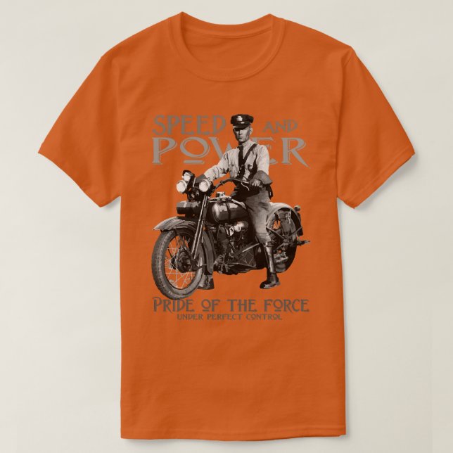 Camiseta Motocicleta da Polícia de Vintage (Frente do Design)